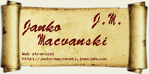 Janko Mačvanski vizit kartica